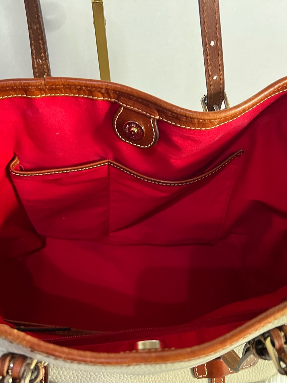 Dooney & Bourke Cream East/West Tote with Brown Trim - Picture 8 of 8